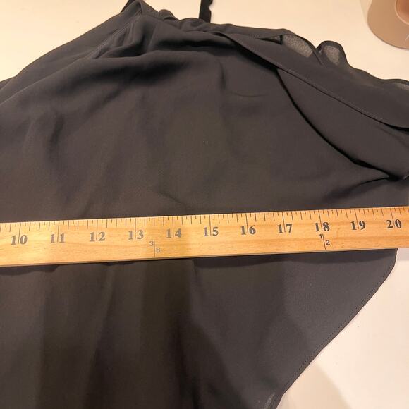 BCBGMaxAzria Black Chiffon One Shoulder Maxi Dress Sz 2 - Picture 7 of 9